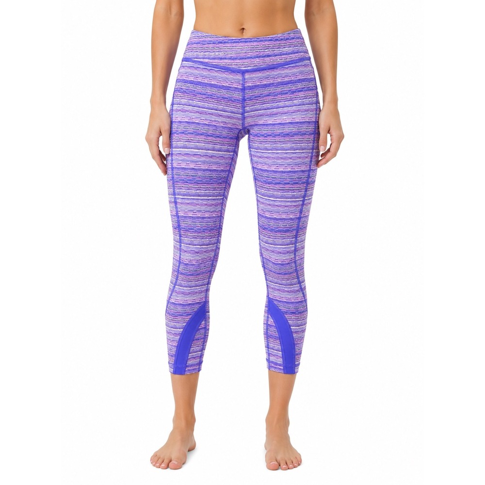 Lululemon Run Inspire Crop II Purple Space Dye Twist Athletic Leggings Size 4